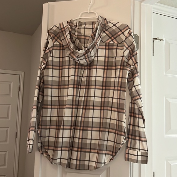 Columbia never been worn plaid button up tunic top with hood - Picture 2 of 2